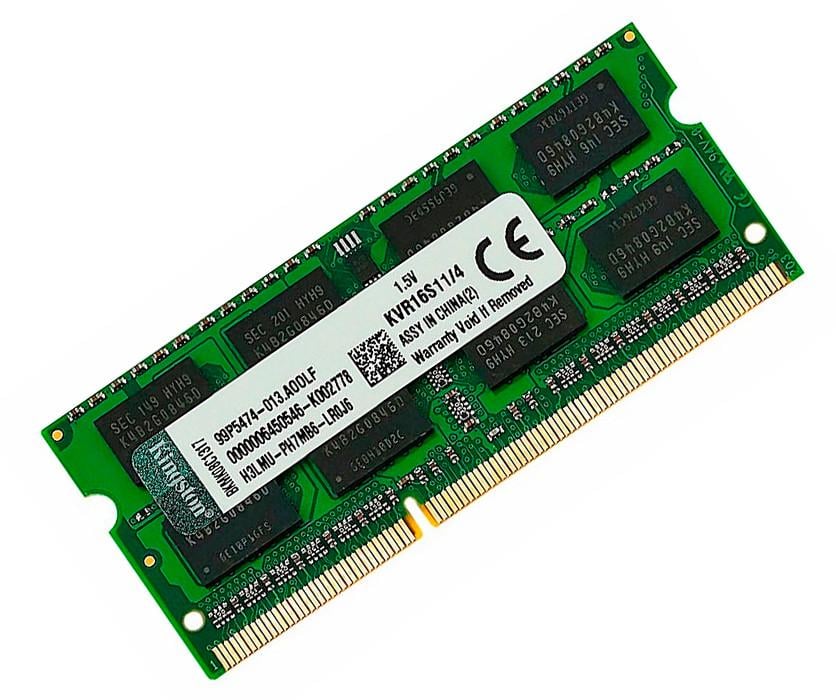 Оперативная память Kingston SODIMM DDR3 4GB 1600MHz, PC3-12800, 1.5V (KVR16S11/4)