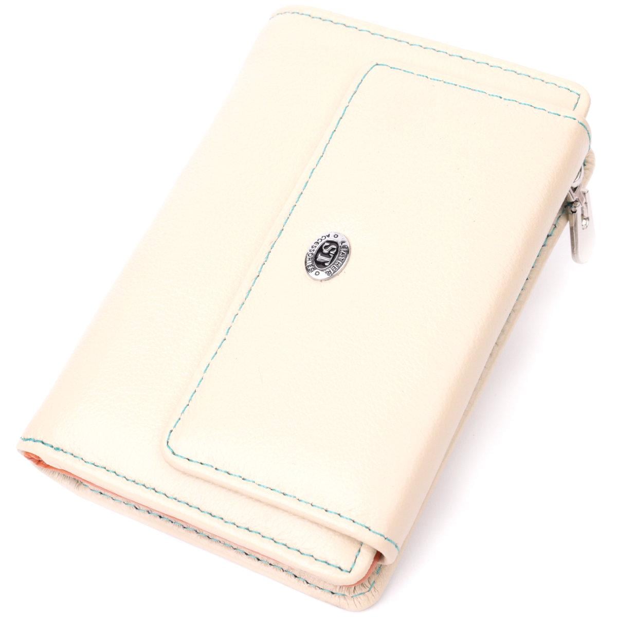 Кошелек женский ST Leather 22500 двойной сборки из натуральной кожи Белый (168-136-22500)