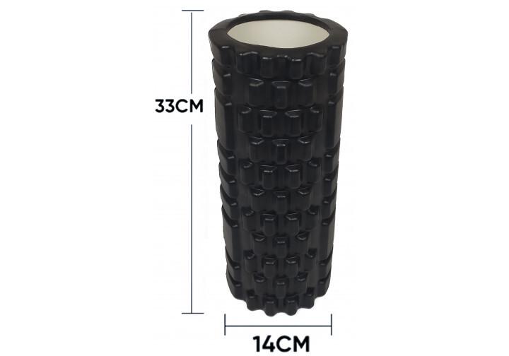 Массажный ролик EasyFit Grid Roller 33 см v.1.1 Черный (EF-2020-B) - фото 2