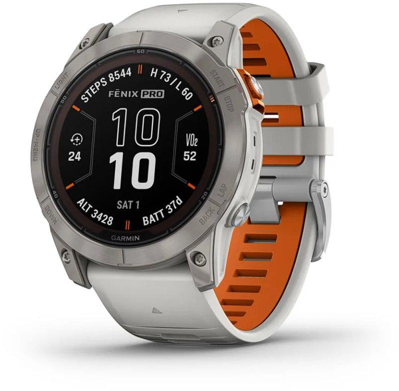 Смарт-часы Garmin Fenix 7X Pro Sapphire Solar Titanium with Fog Gray/Ember Orange Band (010-02778-15)  