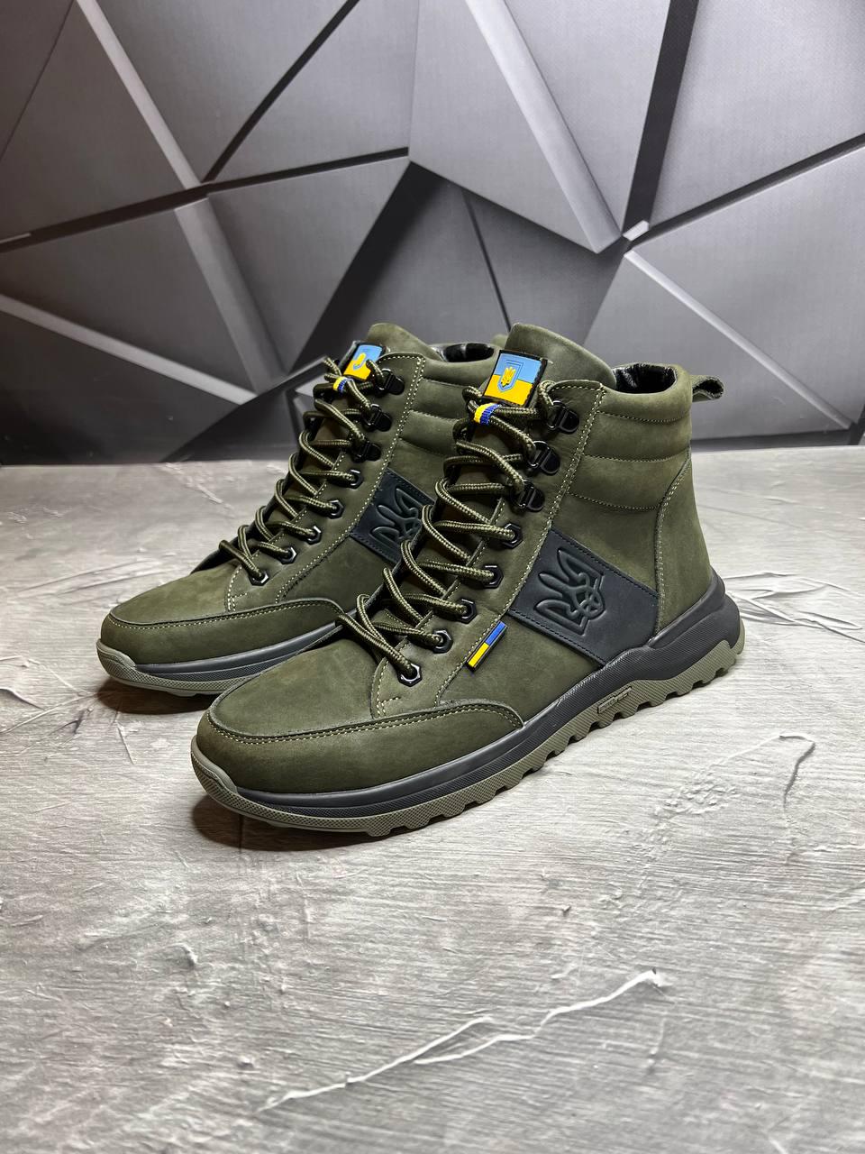 Берці зимові чоловічі з хутром та гербом р. 42 Хакі