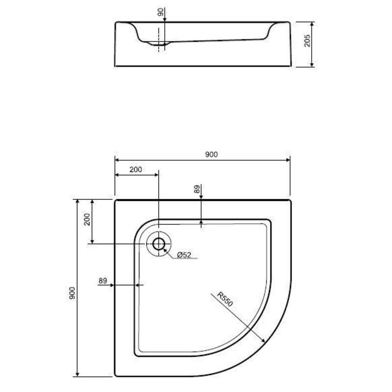 Піддон для душу Kolo Standard Plus XBN1490000 акриловий напівкруглий 90x90x20,5 см (94049) - фото 2