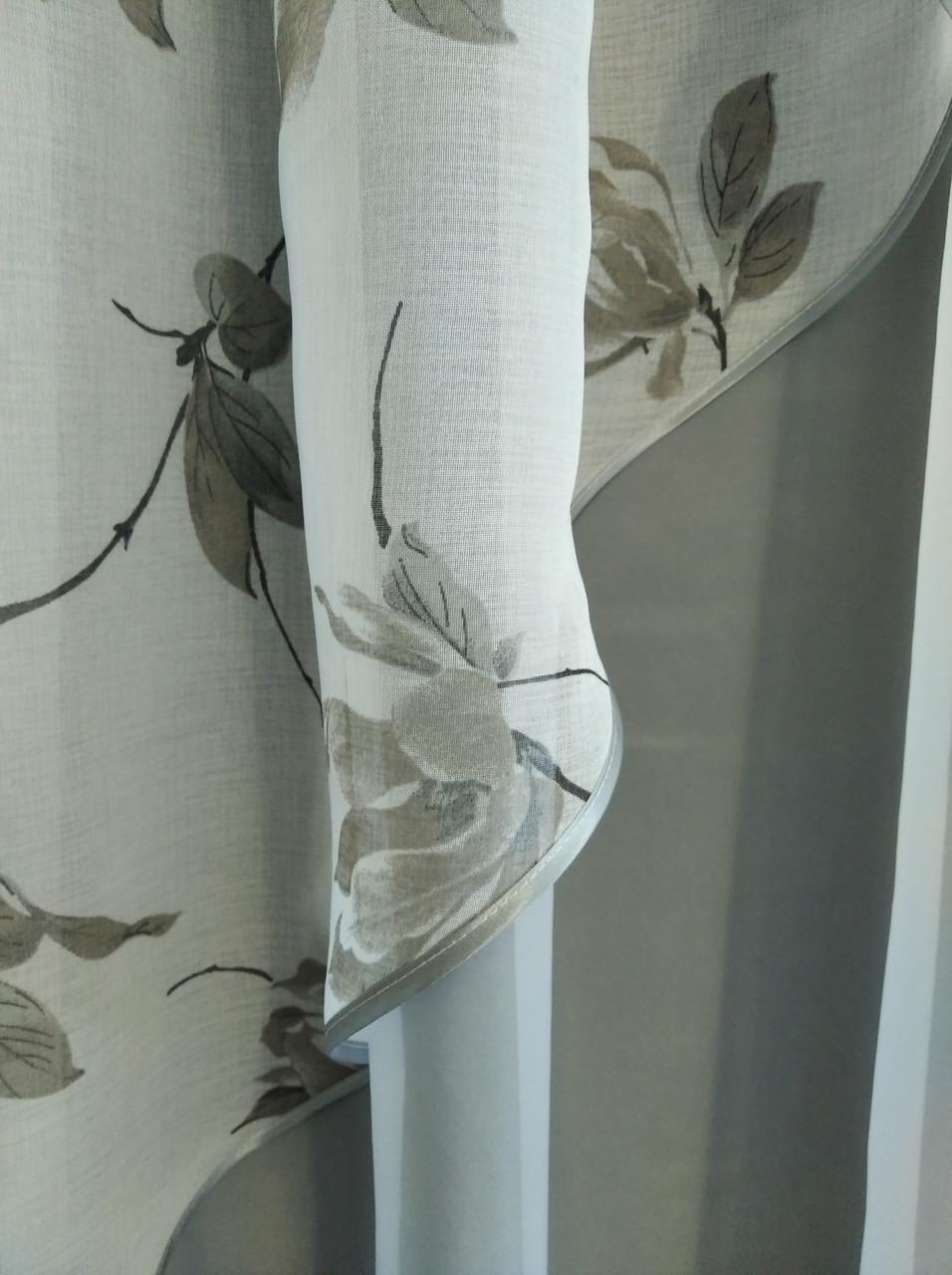 Занавеска кухонная Угол шифон с ламбрекеном батист 300х170 см Белый/Серый (ул-18) - фото 3 Занавеска кухонная Угол шифон с ламбрекеном батист 300х170 см Белый/Серый (ул-18) - фото 3