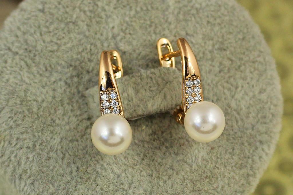 Серьги Xuping Jewelry Скала с жемчужиной 1,8 см Золотистый (2357848977)