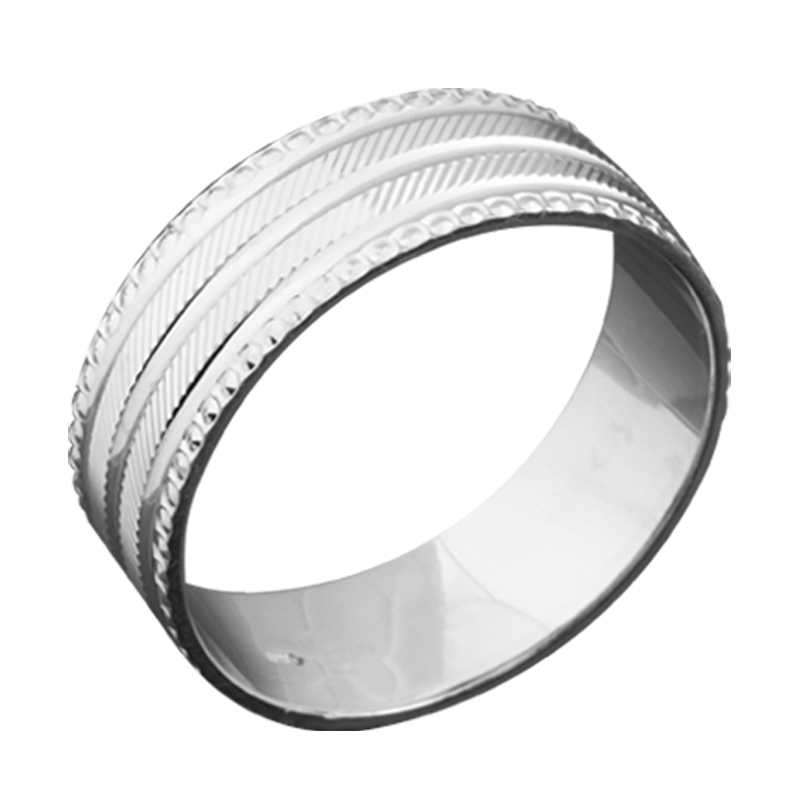 Обручка срібна з глибокими паралельними лініями р. 18