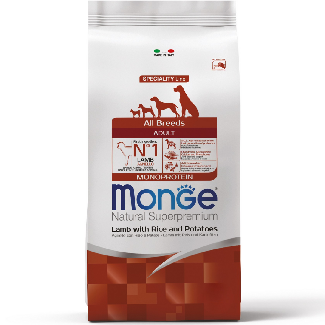 Корм для собак Monge Dog All breeds ягненок с рисом 15 кг