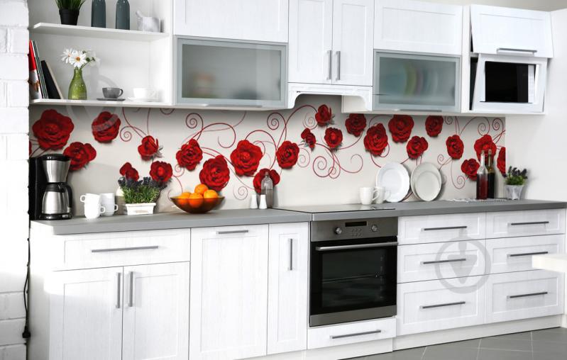 Скинали на кухню Zatarga «Вензель в бутонах» 650х2500 мм виниловая 3Д наклейка кухонный фартук самоклеящаяся