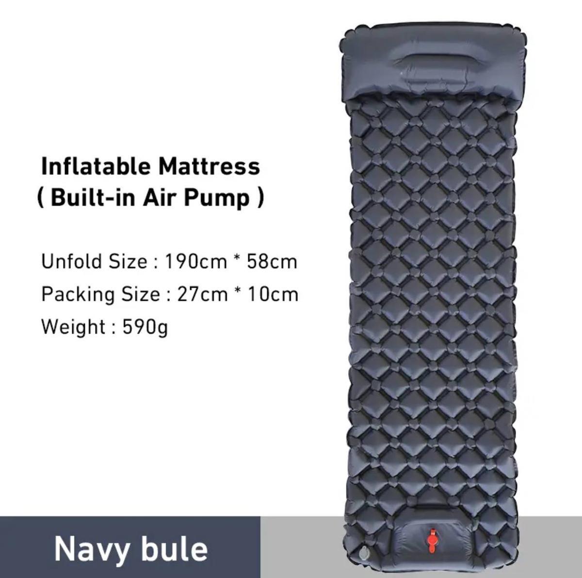 Килимок надувний Westtune з подушкою і вбудованим насосом Navy Blue (i83-gl7-2p6) - фото 2 Килимок надувний Westtune з подушкою і вбудованим насосом Navy Blue (i83-gl7-2p6) - фото 2