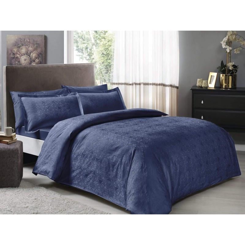 Постельное белье TAC Nodus lacivert евро Синий (svt-2000022236331)