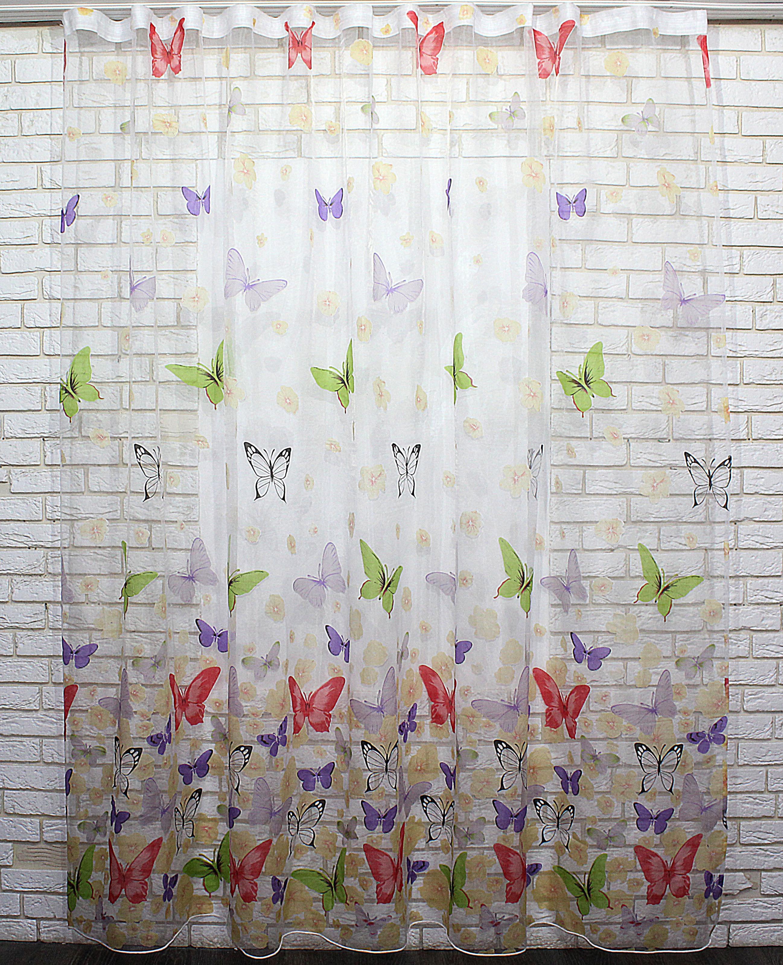 Тюль VR-Textil 847т Бабочки органза 300х250 см Разноцветный (40-574)