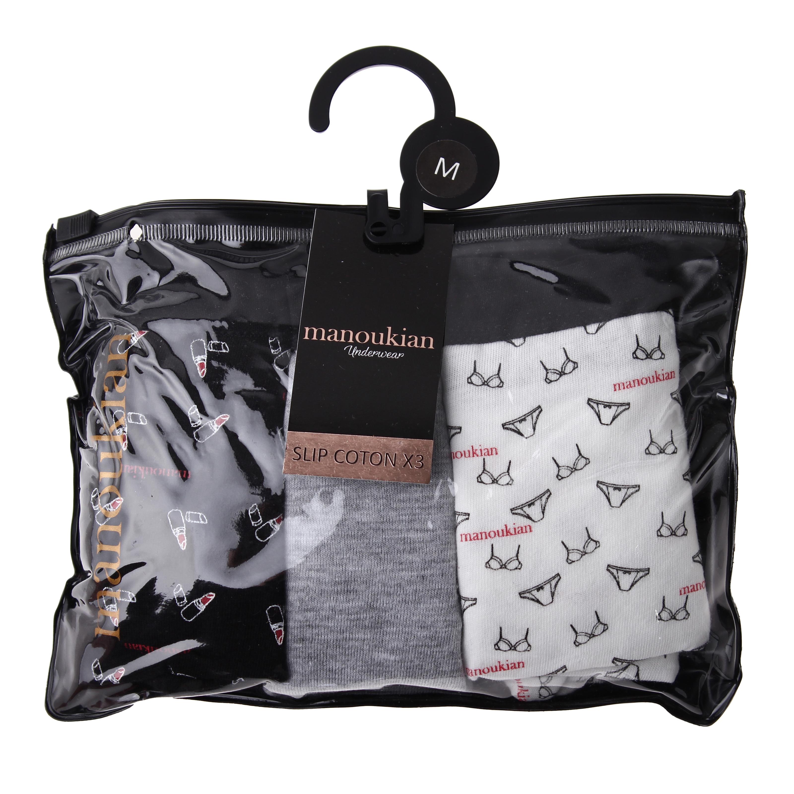Трусики слипы Manoukian Slips-X3-Femme 3-pack XL Gray/Black/White (12890190-2)