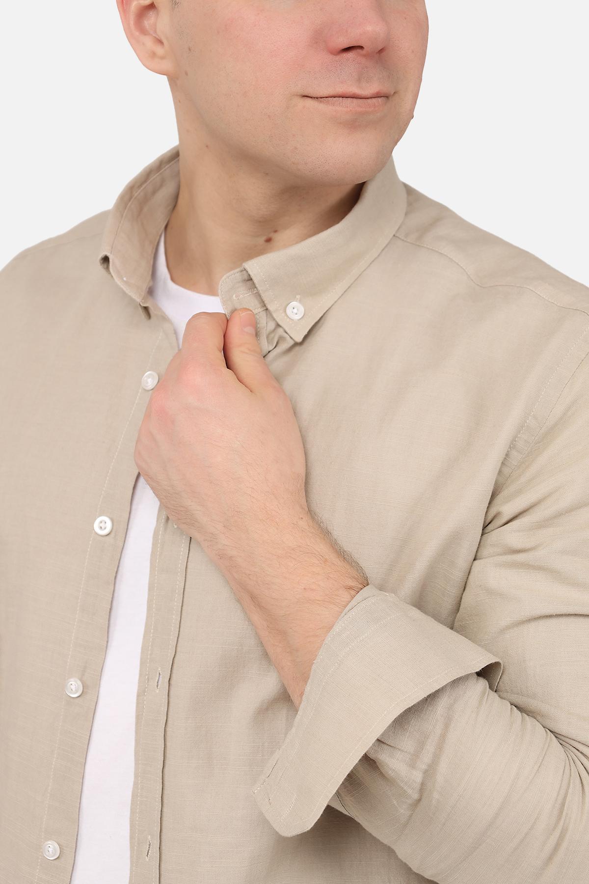 Сорочка з довгим рукавом ЦБ-00271812 чоловіча р. 46 Бежевий (SKT001049673) - фото 3 Сорочка з довгим рукавом ЦБ-00271812 чоловіча р. 46 Бежевий (SKT001049673) - фото 3