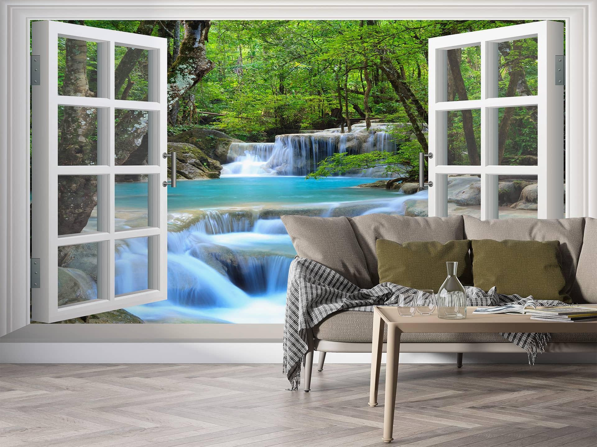 Фотообои флизелиновые Styleo Print-walls Окно на водопад 0645 300х200 см (Pw-0645)