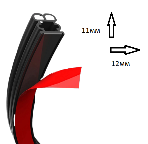 Лента резиновая уплотнительная для дверей автомобиля 11x12 мм черный (1760121500) - фото 6
