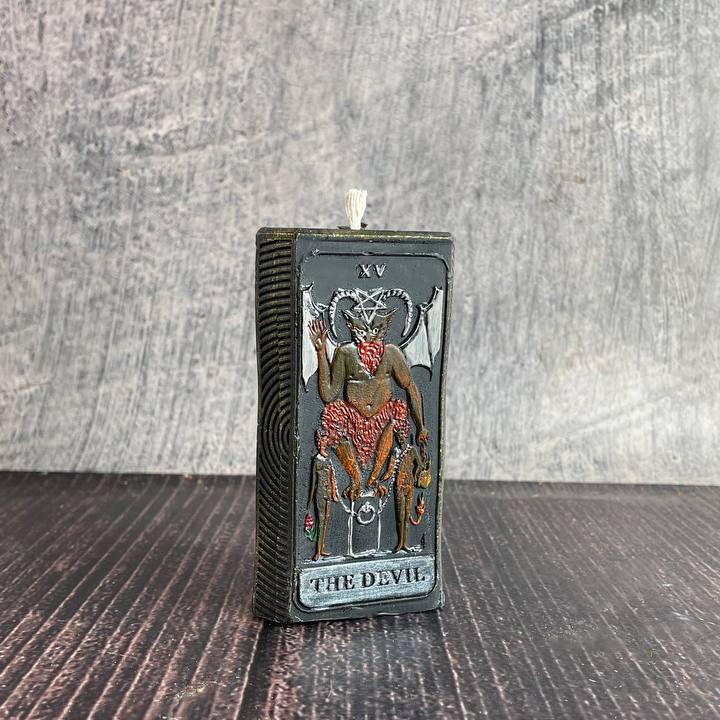 Свеча восковая карта Таро-Дьявол Черный (1313)