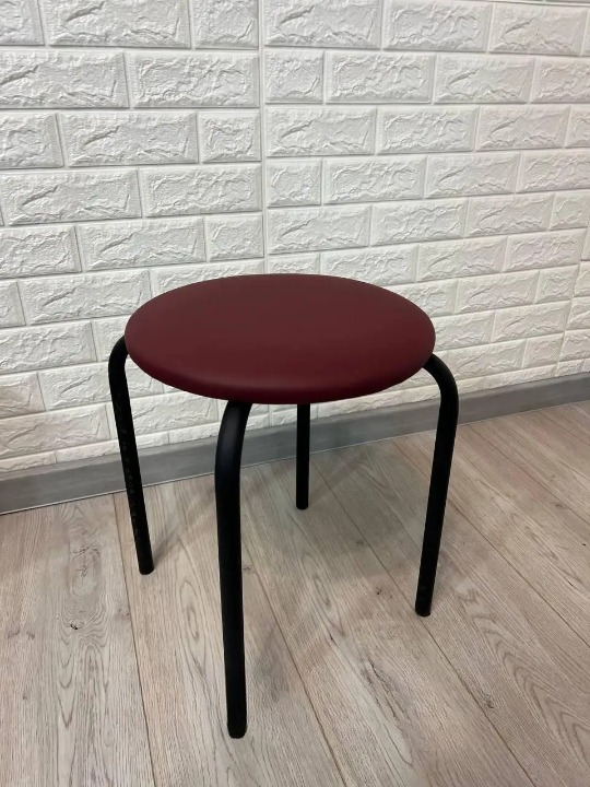 Табурет кухонний Чіко металевий з м'яким сидінням 30х45 см Бордовий/Чорний (28374218)