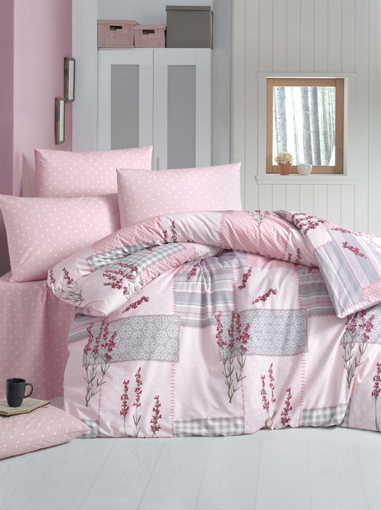 Комплект постельного белья Lighthouse Ranforce Burcak 200х220 см/50х70 см 2 шт. Розовый
