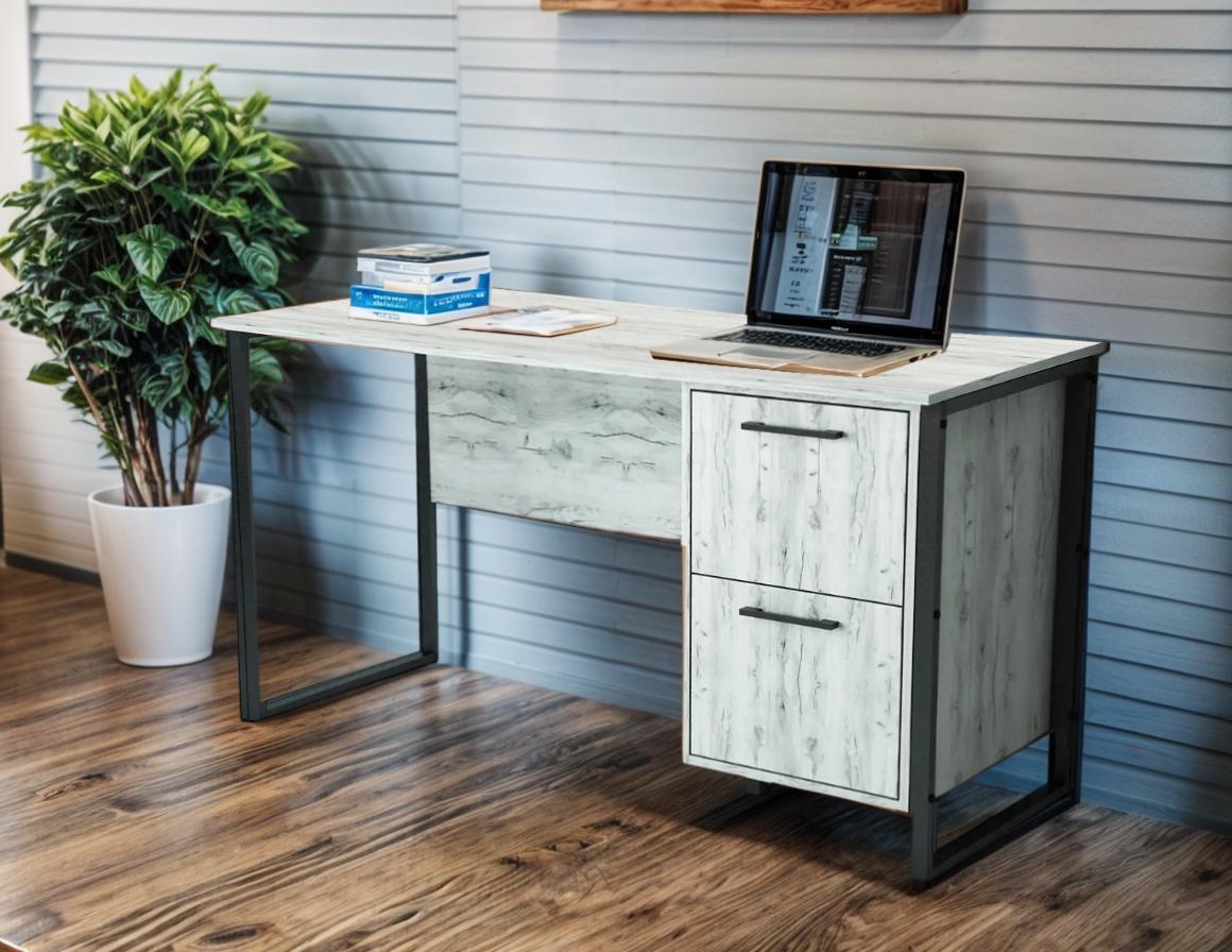 Стіл письмовий Tobi Sho LOFT Iceberg СПЛА/5-1 прямий з 2 шухлядами стільниця 18 мм 1400х600х750 Дуб крафт білий