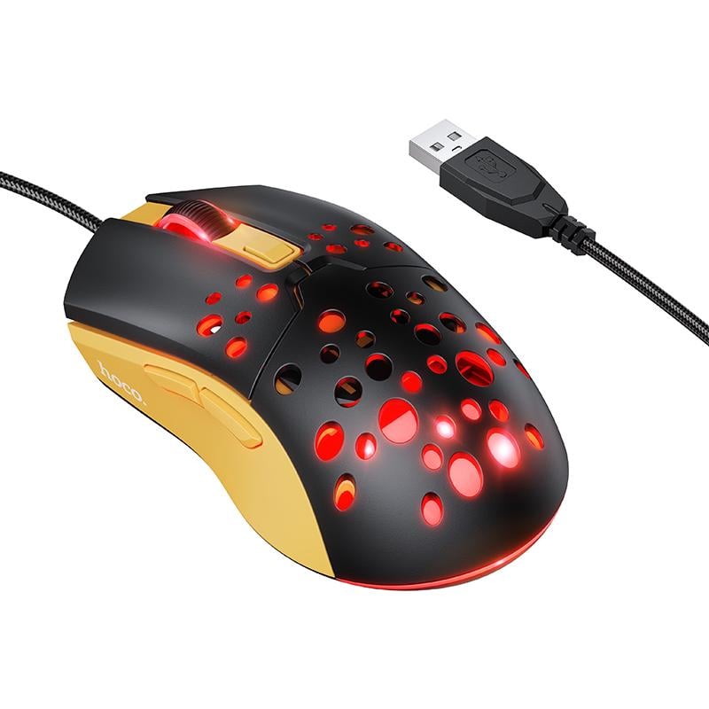 Маніпулятор миша Hoco GM51 Sky luminous gaming wired mouse Black/Yellow (6942007675253)