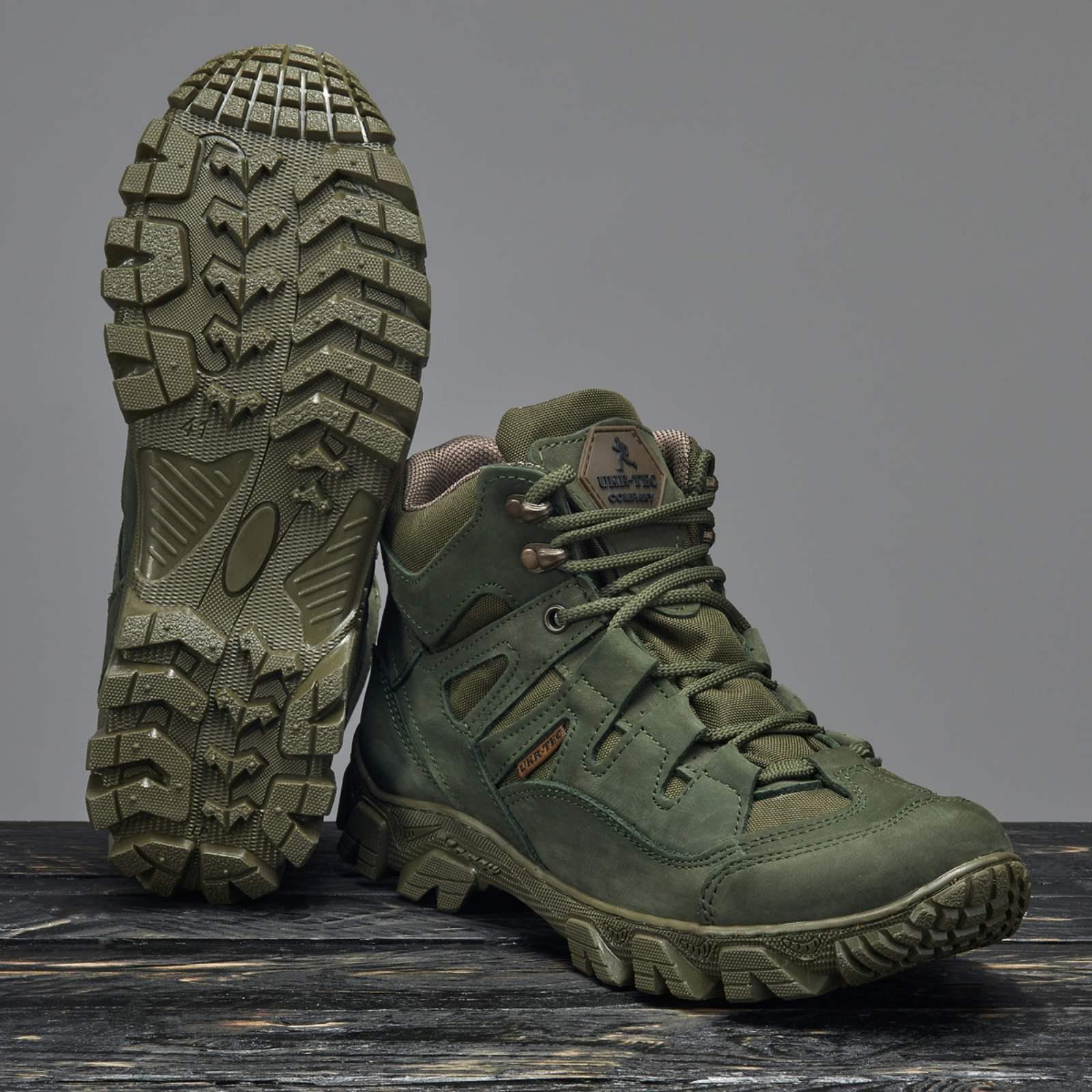 Берцы военные демисезонные UKR-TEC из натуральной кожи р. 43 Олива/Хаки (s29144)