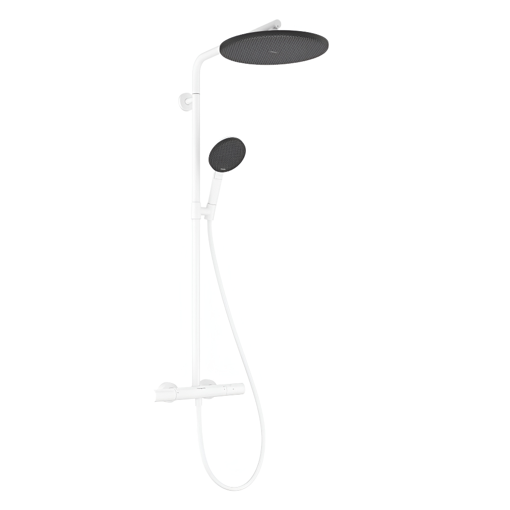 Душевая система Hansgrohe Raindance Alive Puro 300 1jet Ecostat Element с термостатом металл Белый матовый (24592700)