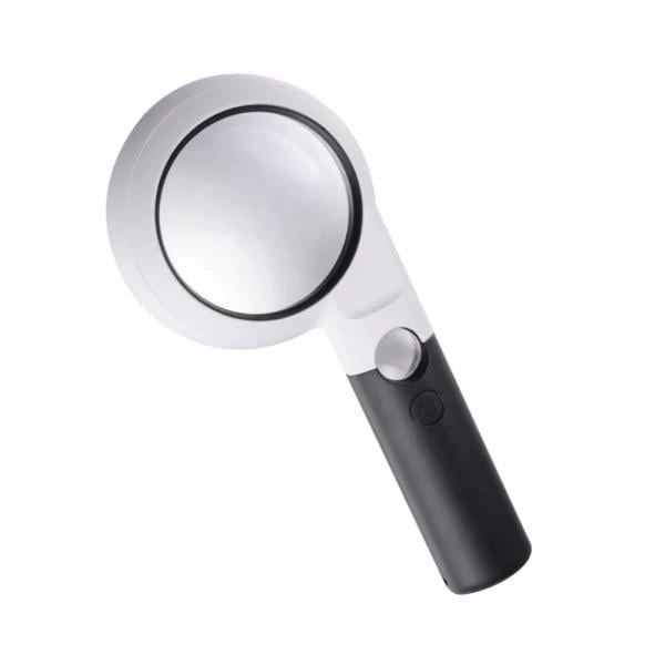 Лупа ручна Magnifier CH75-10L 5Х/20Х 75 мм/21 мм c Led (210053-74) - фото 1