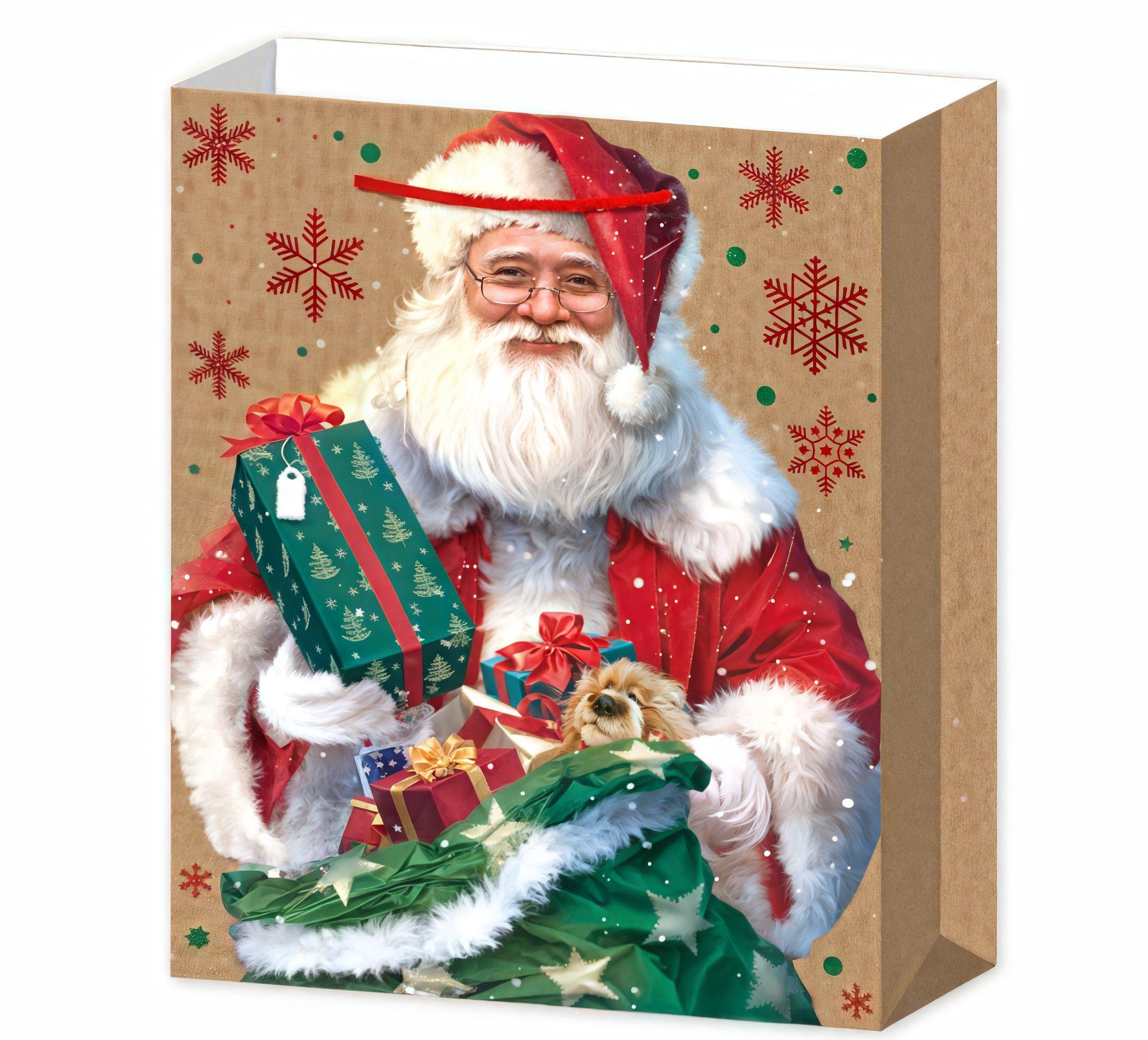 Подарочный пакет Stenson Santa R96604-S с ручками 18х23х10 см Разноцветный (25173102)