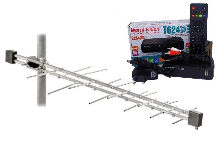 Тюнер WV World Vision T624D3+/антенна наружная Лого