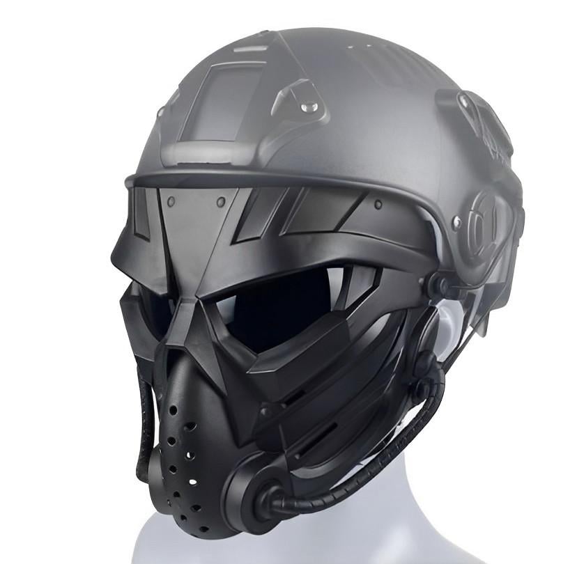 Маска Full Face Combat с черепом и креплением на шлем/голову Airsoft Черный (MK001021) - фото 2