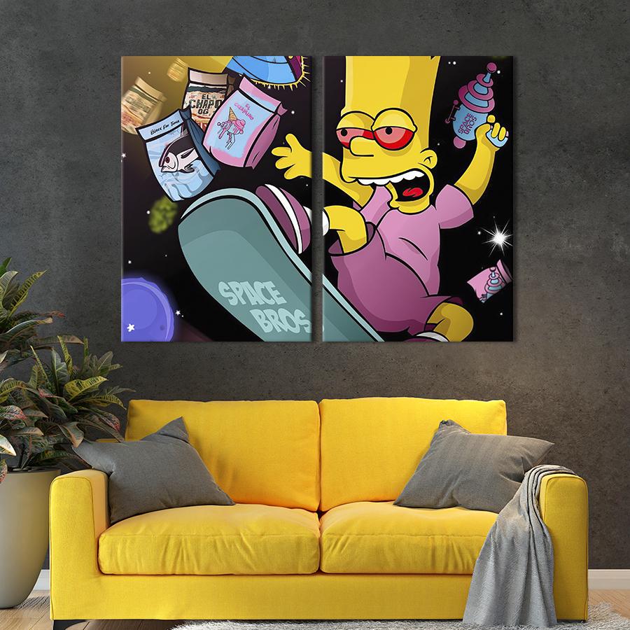 Настенный декор диптих картина на холсте для интерьера Bartholomew Jo-Jo «Bart» Simpson 71x51 см (686-2)