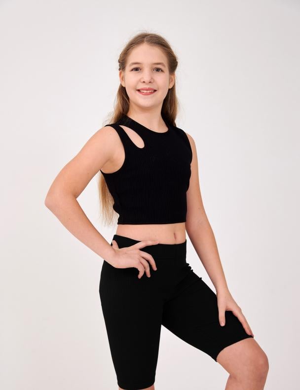 Топ для девочки Smil Рубчик 164 см Черный (110891-1)
