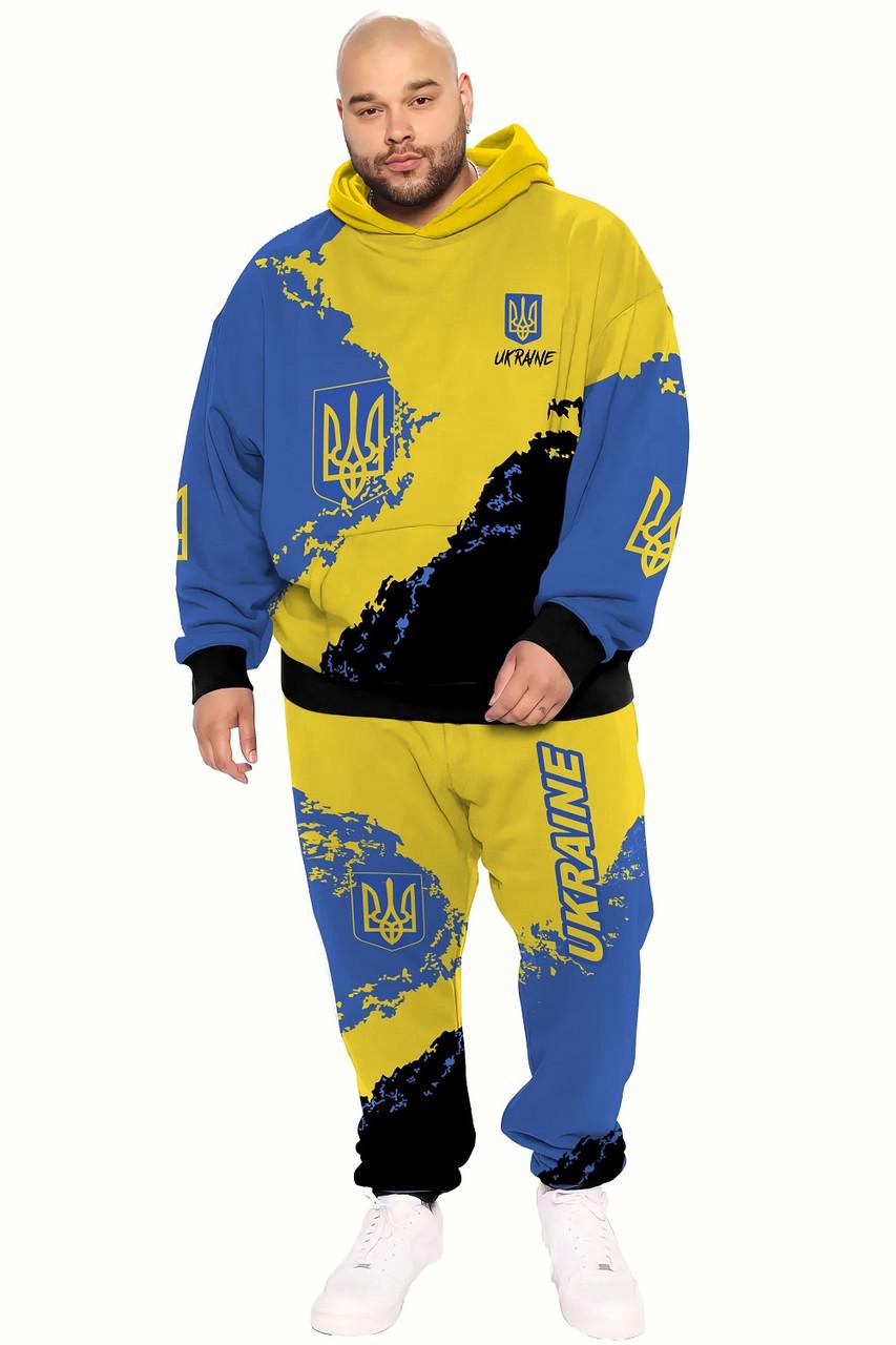 Спортивний костюм чоловічий Хіт батал 4XL Синій/Жовтий (10022)