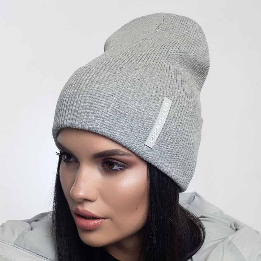 Шапка Leks Слалом демисезонная с отворотом Светло-серый