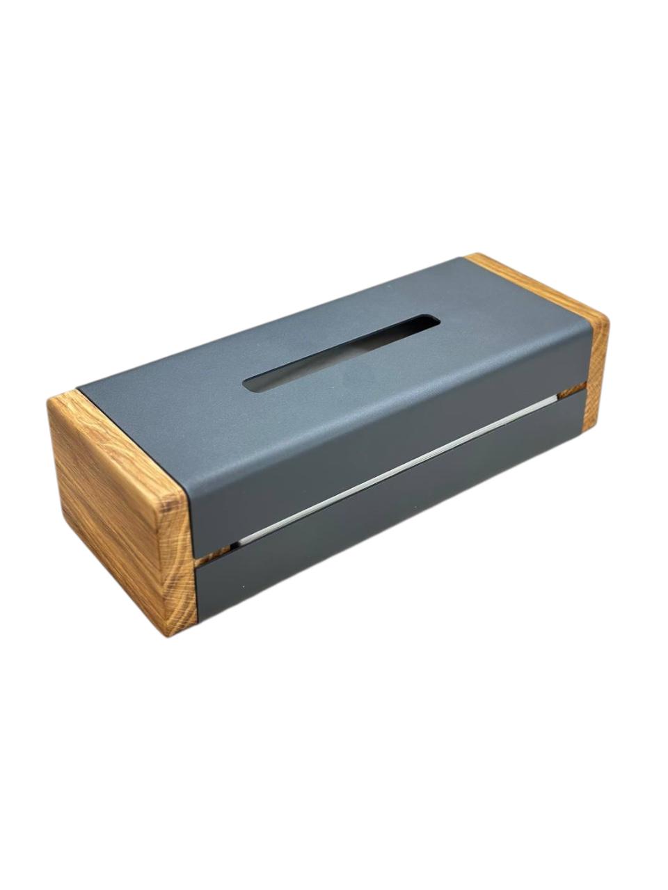 Серветниця металева з натуральним дубом Чорний - фото 4 Серветниця металева з натуральним дубом Чорний - фото 4