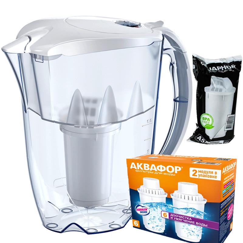 Фильтр-кувшин Аквафор Арктик А5 с двумя модулями В6 жесткость Белый (1881392943)