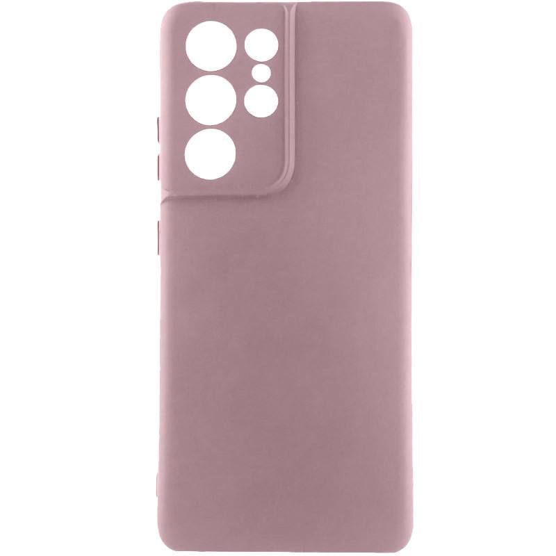 Противоударный чехол TPU GETMAN Liquid Silk Full Camera для Samsung Galaxy S21 Ultra Розовый / Pink Sand