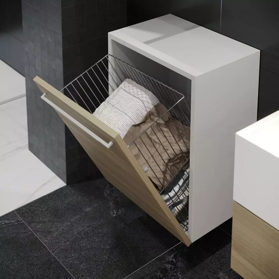 Корзина для белья Starax с держателем 450 мм Хром (S-8124-C)