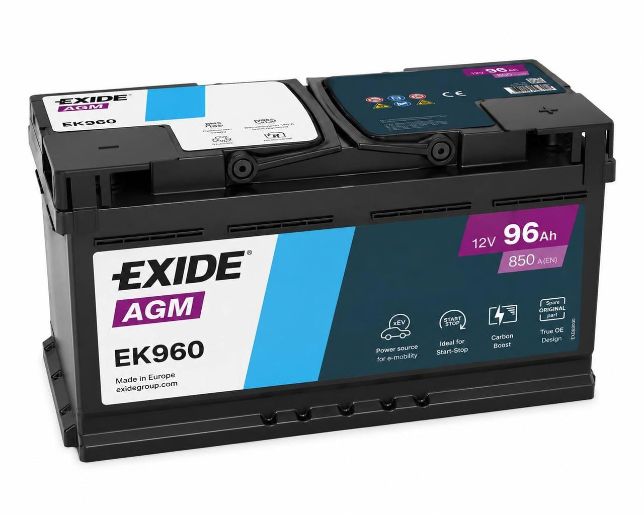 Акумулятор автомобільний EXIDE AGM 96 Ah 850A R+ 12V (3146080369) Акумулятор автомобільний EXIDE AGM 96 Ah 850A R+ 12V (3146080369)
