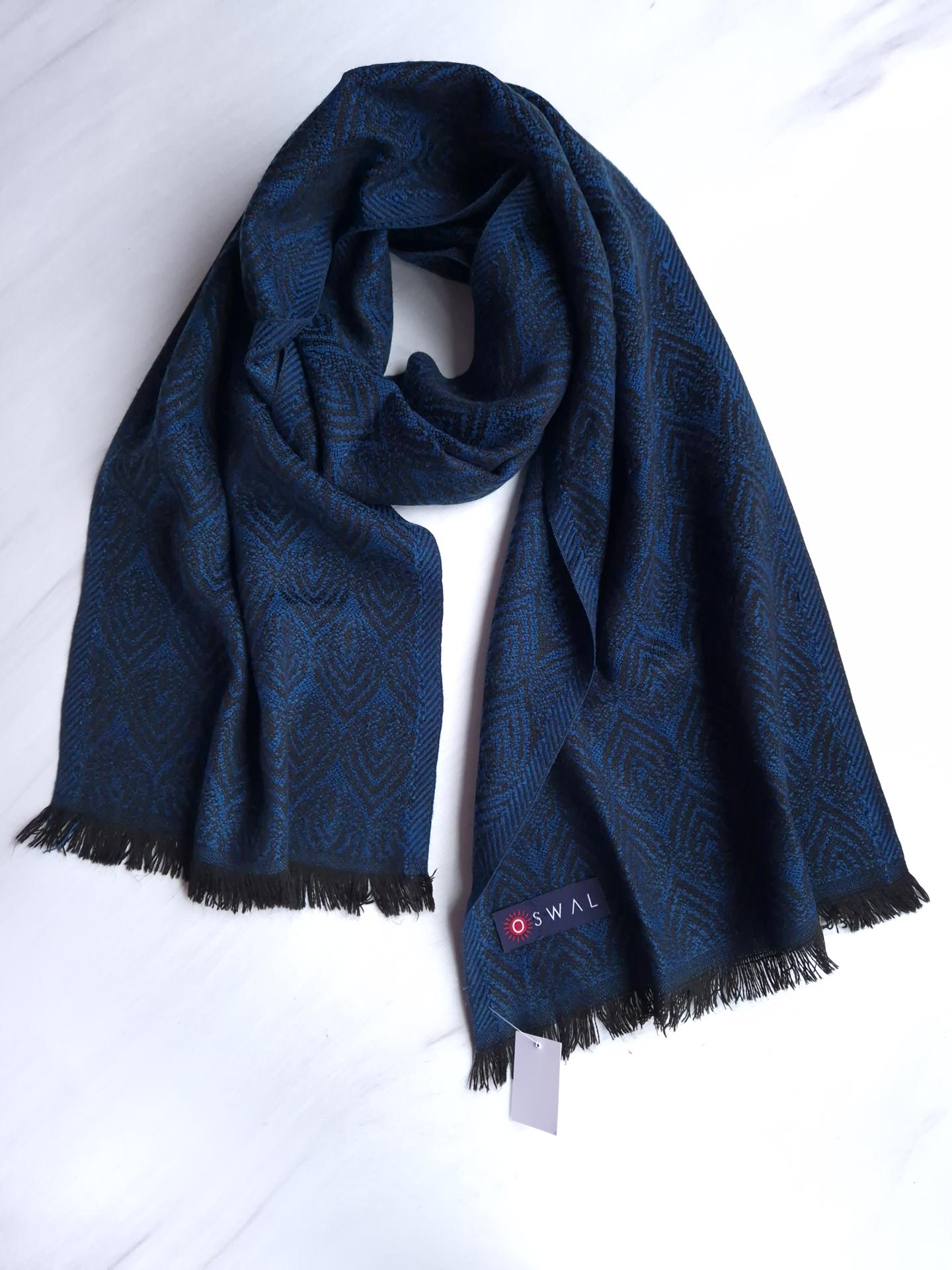 Шарф-палантин жіночий в орнамет зима-весна-осінь 172х34 см Синій (14952)