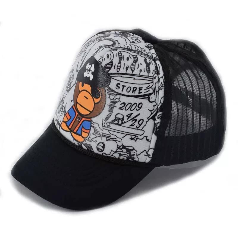 Кепка детская тракер Обезьянка пират с сеточкой унисекс Белый