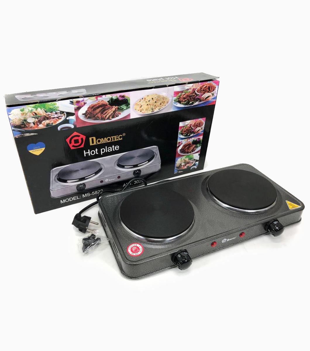 Настольная плита электрическая Domotec MS-5822 дисковая 2 конфорки 2000W (32499921)