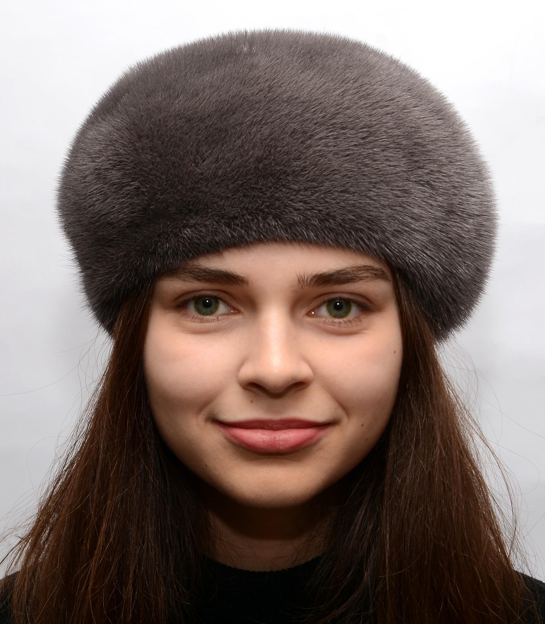 Женский зимний берет Меховой стиль Классический из натурального меха норки XL-XXL Кофе (024/B)