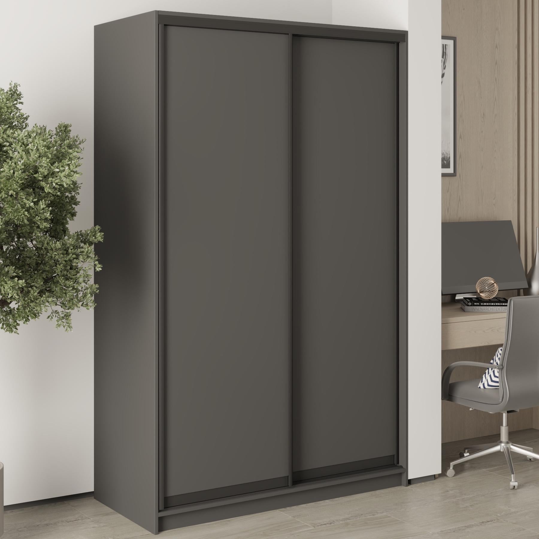 Шкаф-купе двухдверный MebelStar Стандарт BG 2 ДСП 130x45x210 см Антрацит (MBS-10825) Шкаф-купе двухдверный MebelStar Стандарт BG 2 ДСП 130x45x210 см Антрацит (MBS-10825)
