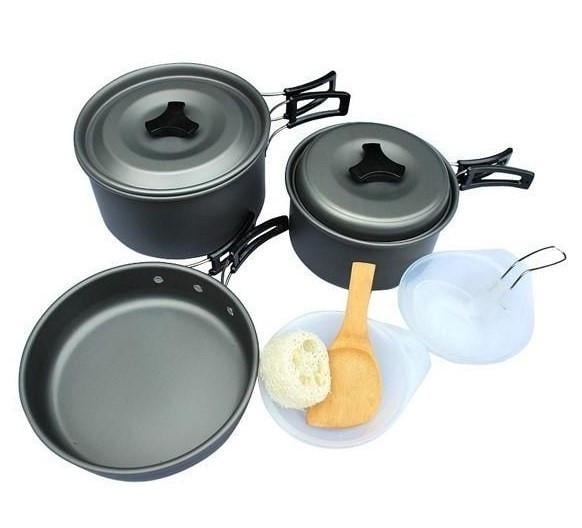 Туристический набор посуды Cooking Set DS-308 алюминиевый чайник/кастрюля/сковорода (2806) - фото 4