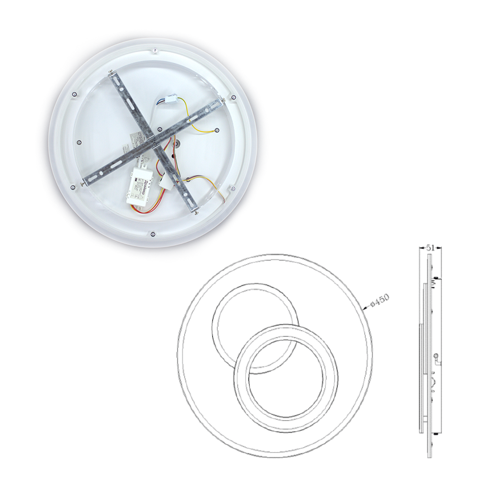 Люстра ESLLSE UNIVERSE R с пультом 80W 450x51 мм Белый (10403) - фото 8