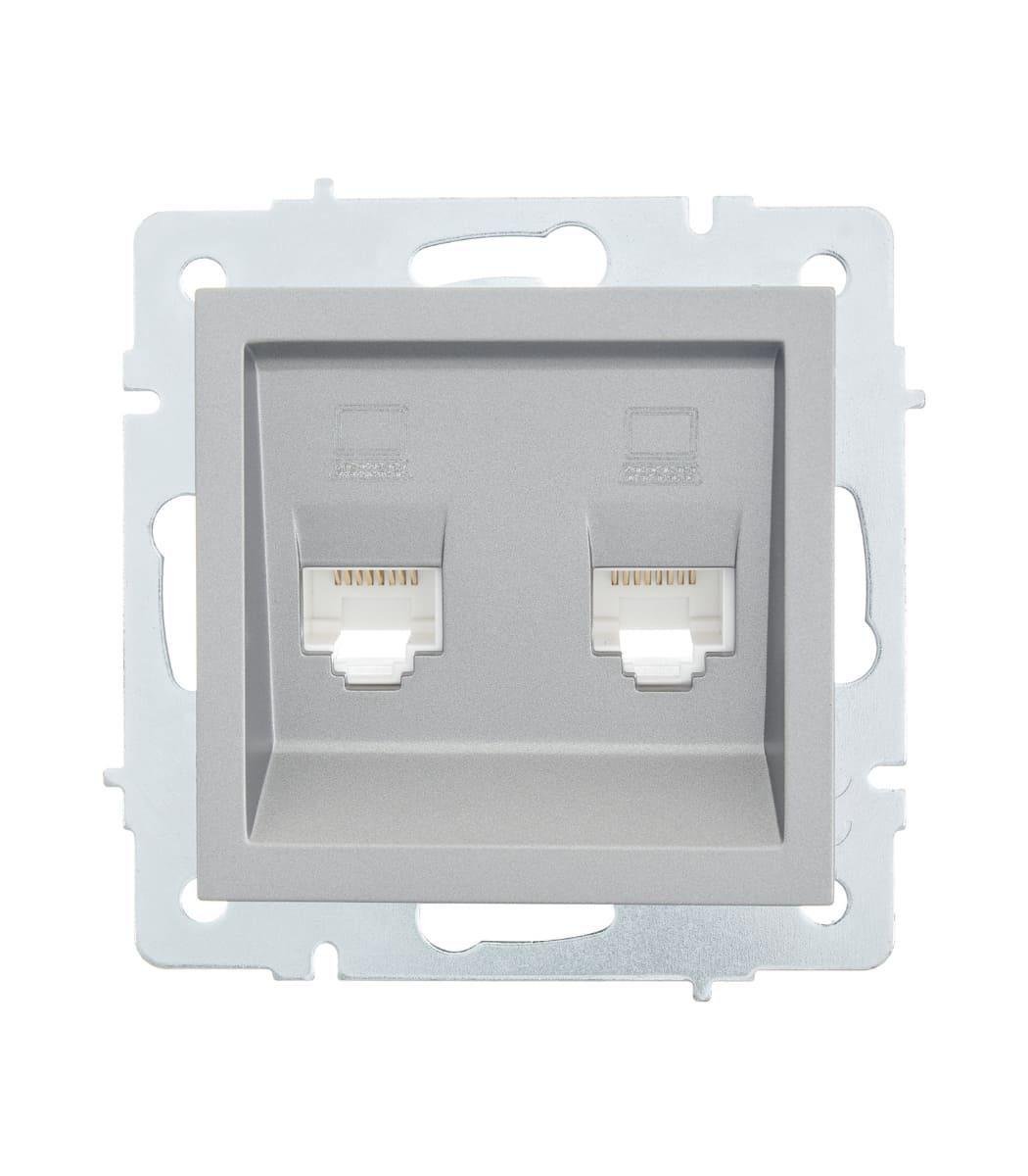 Розетка комп'ютерна подвійна Lezard Vesna Сірий (00000023090)