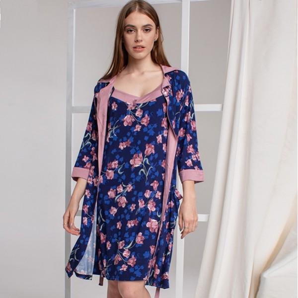 Нічна сорочка з халатом жіноча Nicoletta L малюнок 6300