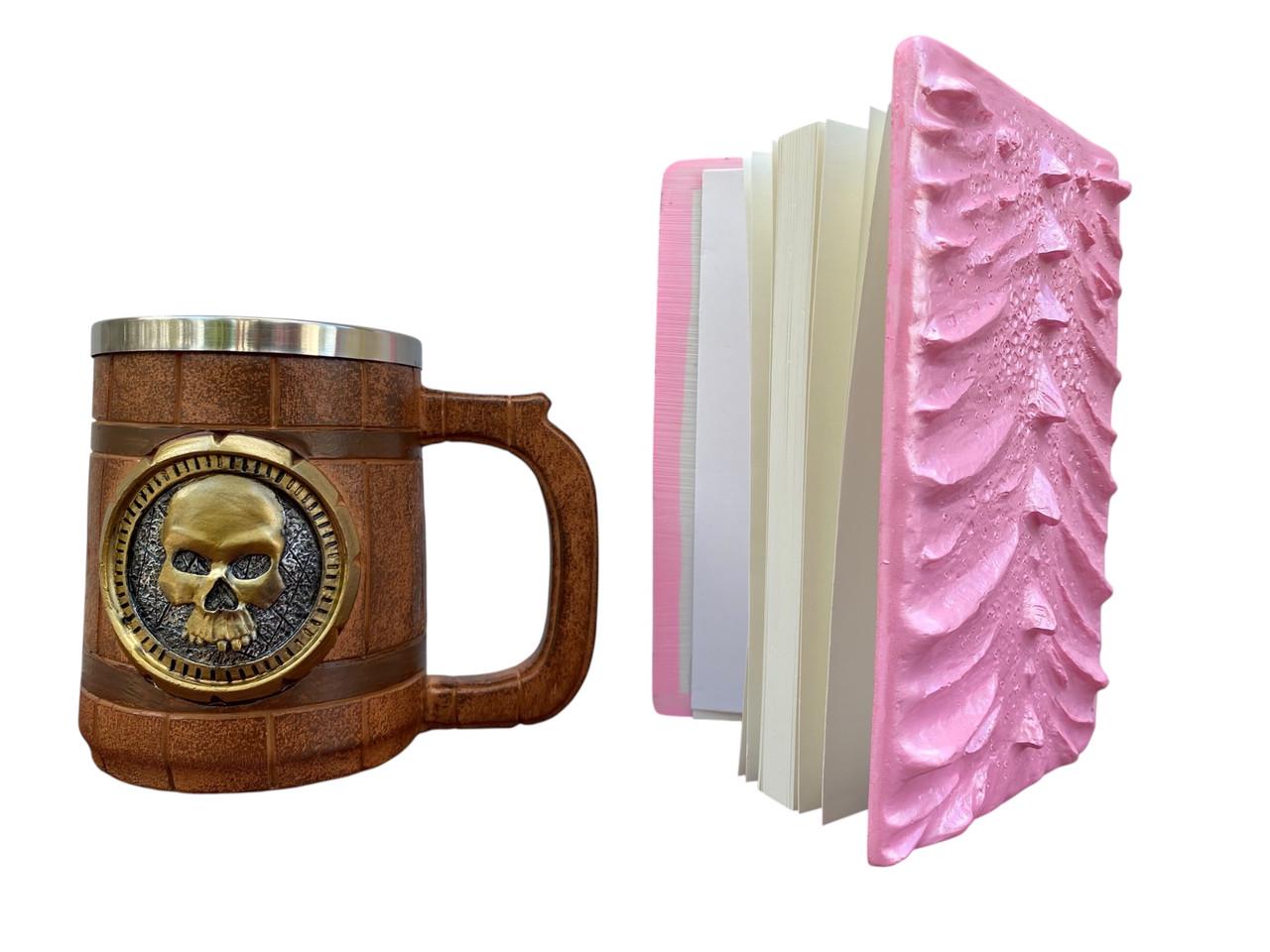 Подарочный набор Кружка 3D Череп Gold Rose/Блокнот 3D Дракон Единорога (2746588802) - фото 2