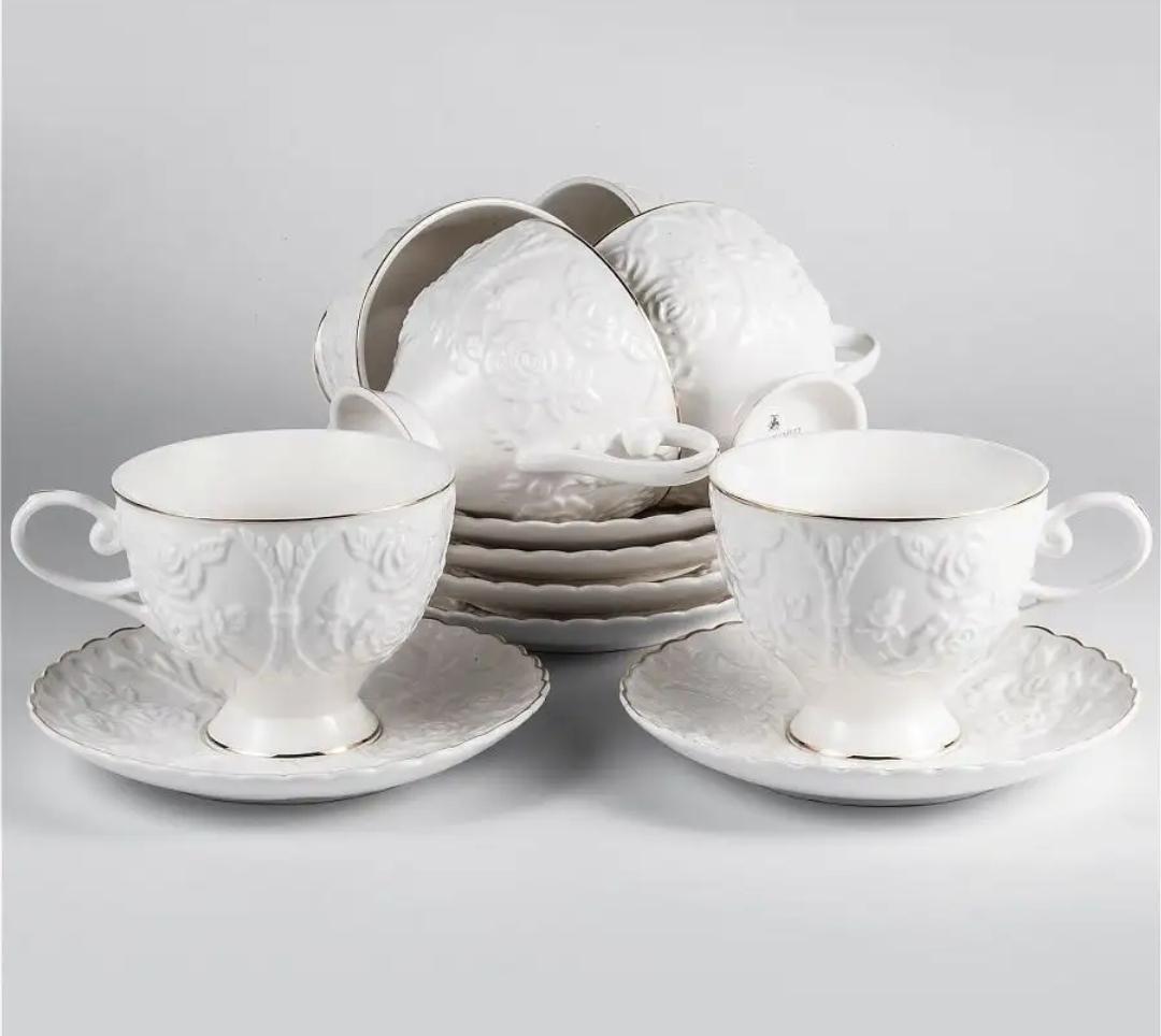 Сервиз для чая Olens Фростинг-2 керамика 220 мл 6 персон 12 пр. Белый (102-1204-1)