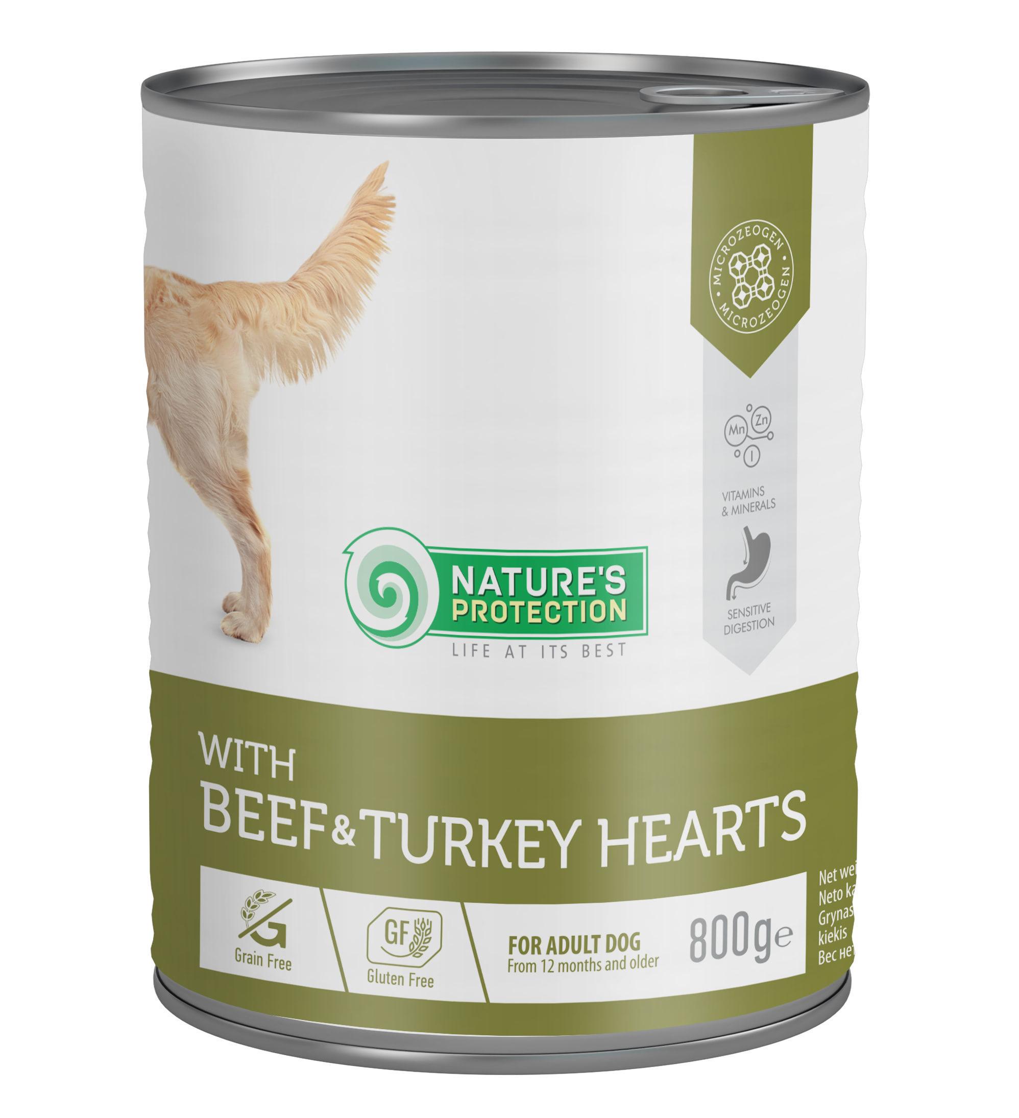Корм вологий для собак Nature'sProtection with Beef & Turkey Hearts 800 г